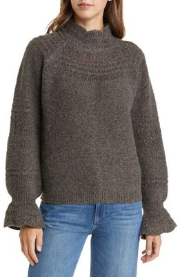 Wit & Wisdom Scallop Trim Pointelle Sweater in Es-Espresso