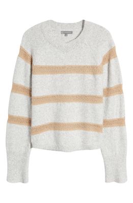 Wit & Wisdom Stripe V-Neck Sweater in Heather Grey/Natural