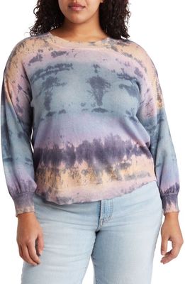 Wit & Wisdom Tie Dye Blouson Sleeve Cotton Sweatshirt in Blue Multi