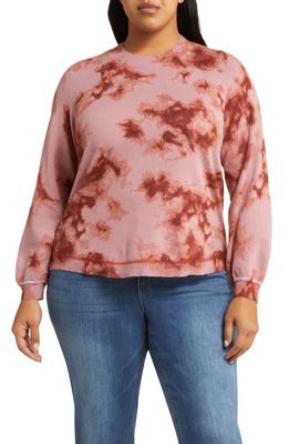 Wit & Wisdom Tie Dye Sweatshirt in Blush M/Roasted Pecan Multi
