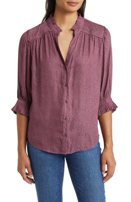 Wit & Wisdom Tonal Spot Button-Up Blouse in Tulip Nectar