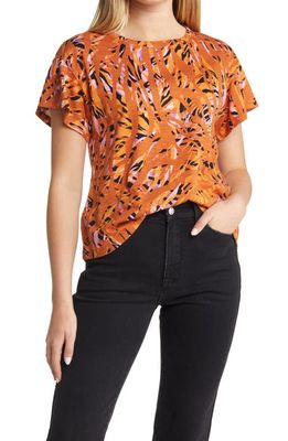 Wit & Wisdom Women's Abstract Print T-Shirt in Ginger Spice