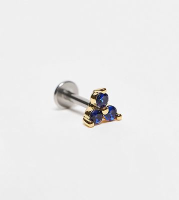 With Bling semi-precious sapphire three petal piercing with 6mm & 8mm titanium bar in gold plate