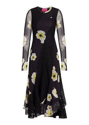 Wndrlust Tulsi Floral & Lace Midi-Dress