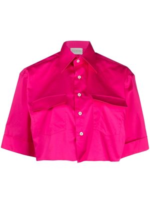WOERA chest-pocket cropped shirt - Pink