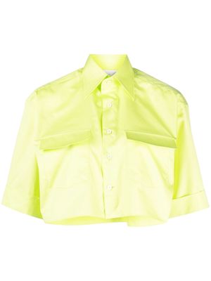 WOERA chest-pocket cropped shirt - Yellow