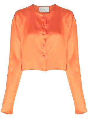 WOERA collarless silk shirt - Orange