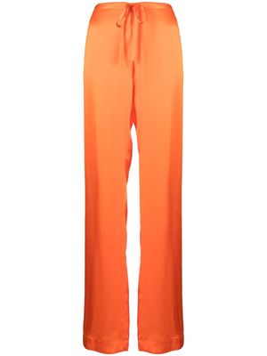 WOERA drawstring silk palazzo trousers - Orange