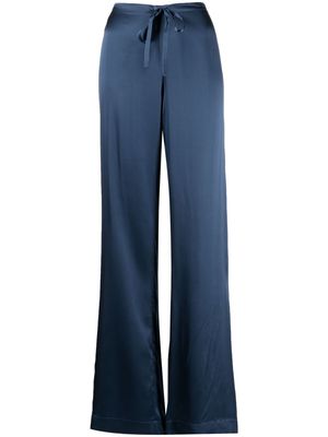 WOERA drawstring-waist silk palazzo trousers - Blue