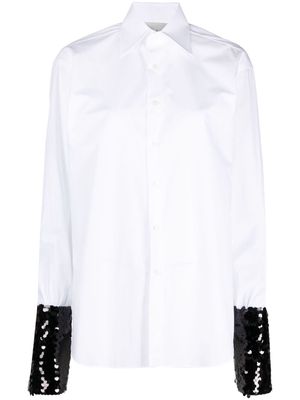 WOERA sequinned-cuff cotton shirt - White