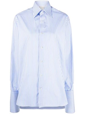 WOERA stripe-pattern long-sleeved shirt - Blue