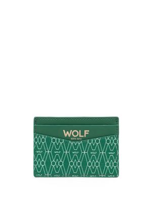 WOLF logo-print leather cardholder - Green