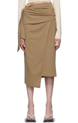 Wolford Brown Nao Takekoshi Edition 'The Origami-Drape' Midi Skirt