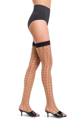 Wolford Dots Stay Up Stockings in Fairly Light/Black