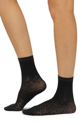 Wolford Floral Jacquard Ankle Socks in Black