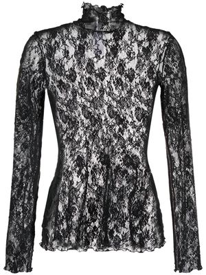 Wolford floral-lace high-neck top - Black
