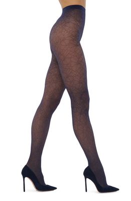 Wolford Floral Lace Tights in Navy