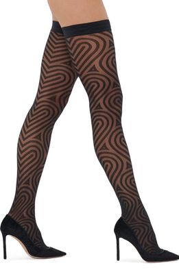 Wolford Heart Stay-Up Stockings in Black
