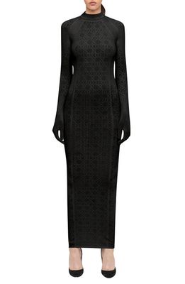 Wolford Intricate Sheer Pattern Maxi Dress in Black