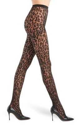 Wolford Josey Leopard Tights in Black/Black