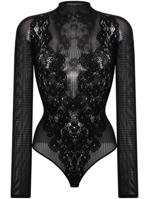 Wolford perforated mock-neck body - Black