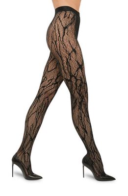 Wolford Snake Pattern Lace Tights in Black