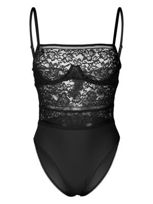 Wolford square-neck laced shaping bodysuit - Black