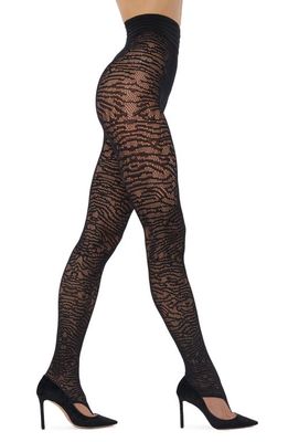 Wolford Trace Fishnet Stirrup Tights in Black
