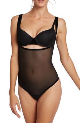 Wolford Tulle Forming Underbust Shaper Thong Bodysuit in Black