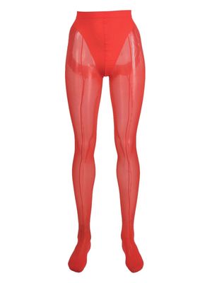 Wolford x Mugler mesh-panelled tights - Red