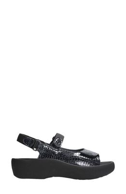 Wolky Jewel Walking Sandal in Anthracite Mini Croco Leather