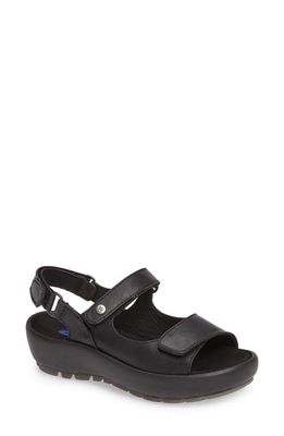 Wolky Rio Sandal in Black Smooth Leather