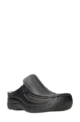 Wolky Roll Slide Mule in Black Printed Leather