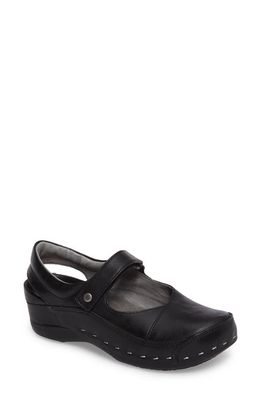 Wolky Slingback Clog in Black Mighty Greased Leather