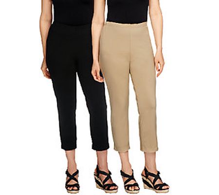 Women with Control Petite Set of 2 Straight Leg Crop Pants