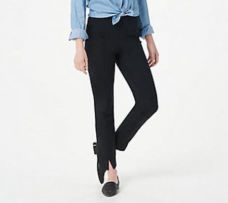 Women with Control Tall Pintuck Front Slit Ankle Pants