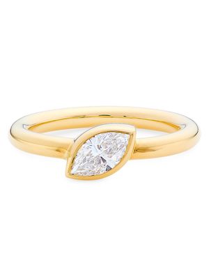 Women's 0.57 CTW Marquise Cut Diamond Bezel Set Cocktail Ring in 18kt Yellow Gold - Size 4 - Yellow Gold - Size 4