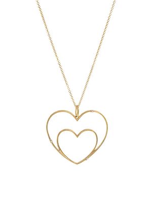 Women's 14K & 18K Yellow Gold & Diamond "I Carry Your Heart" Pendant Necklace - Shiny Gold - Shiny Gold