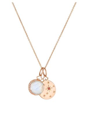 Women's 14K &18K Rose Gold & Multi-Gemstone Birthstone Charm Necklace - Size 17 - Rose Gold - Size 17
