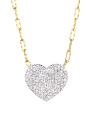Women's 14K Gold & Diamond Heart Pendant Necklace - Yellow Gold - Yellow Gold
