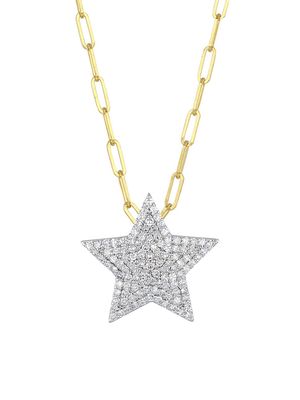 Women's 14K Gold & Diamond Star Pendant Necklace - Yellow Gold - Yellow Gold