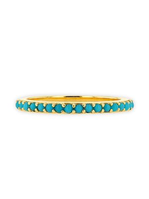 Women's 14K Gold & Turquoise Pavé Band Ring - Turquoise - Size 7 - Turquoise - Size 7