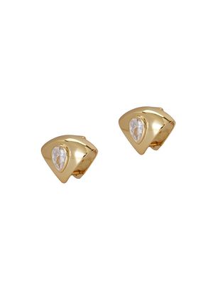 Women's 14K-Gold-Plated & Cubic Zirconia Fan Stud Earrings - Gold - Gold