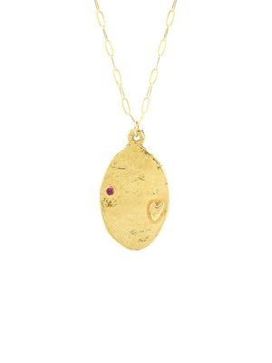 Women's 14K-Gold-Plated & Ruby Oval Pendant Necklace - Gold - Gold