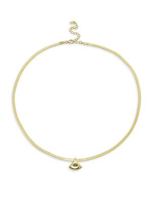 Women's 14K-Gold-Plated & Sapphire Fan Pendant Necklace - Gold - Gold