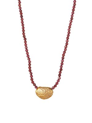 Women's 14K-Gold-Plated Sterling Silver & Garnet Beaded Necklace - Red - Red