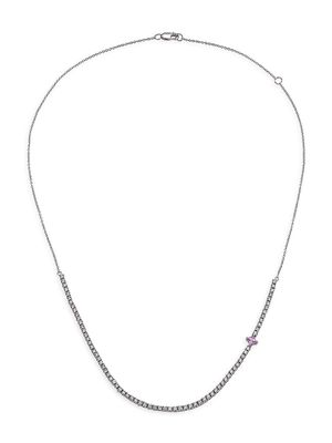Women's 14K White Gold, 1.35 TCW Diamond, & Sapphire Necklace - Pink - Pink
