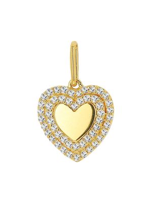 Women's 14K Yellow Gold & 0.035 TCW Diamond Double Halo Heart Charm - Yellow Gold - Yellow Gold
