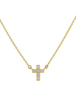 Women's 14K Yellow Gold & 0.06 Diamond Mini Cross Necklace - Yellow Gold - Yellow Gold