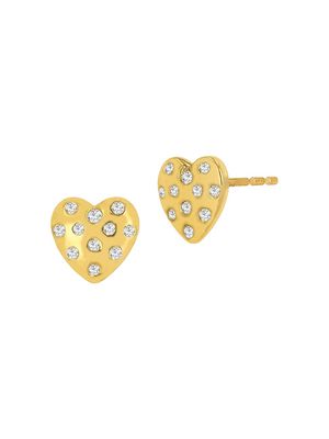 Women's 14K Yellow Gold & 0.14 TCW Diamond Heart Earrings - Yellow Gold - Yellow Gold